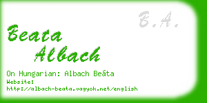 beata albach business card